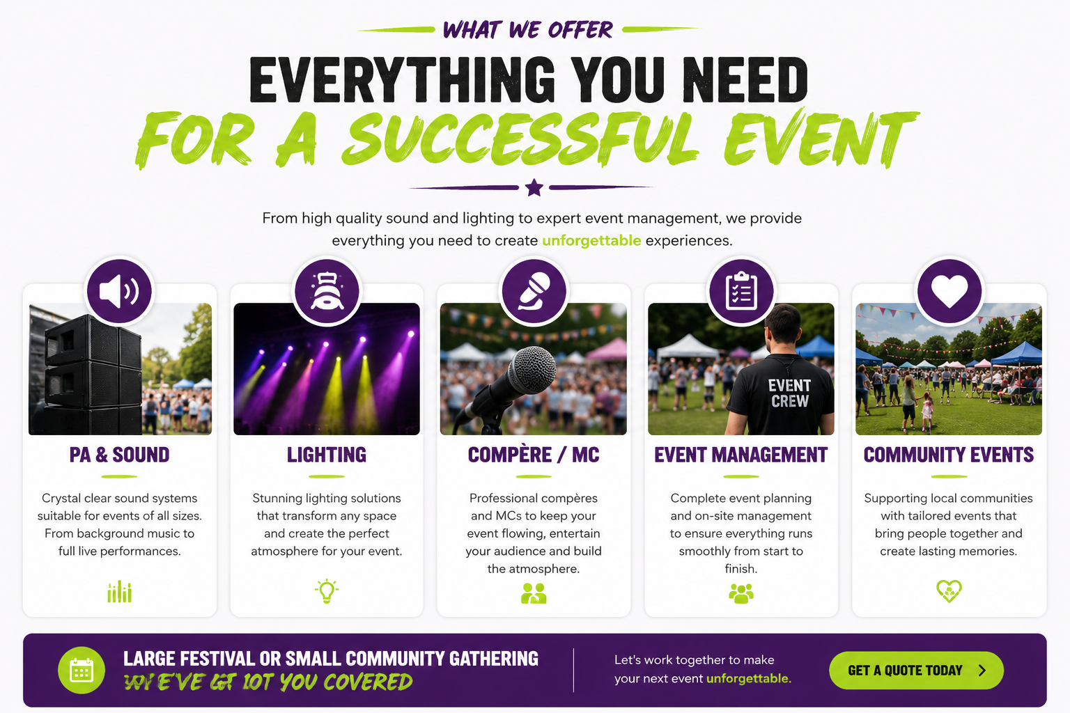 At Play Events services: sound, lighting and event management